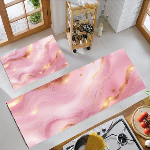 Felpudos de cocina duraderos y antideslizantes con elegante foil dorado 2
