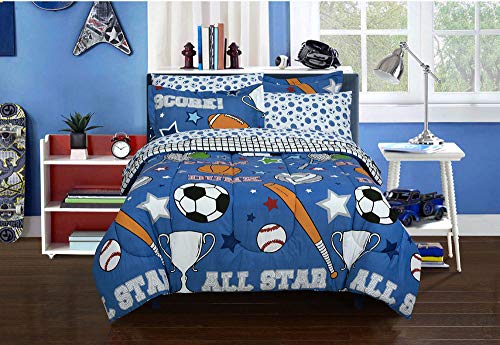 Kidz Mix Game Day Bed in a Bag, Full, Blue