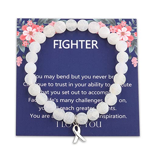 Bracelet perles cancer du poumon bijou solidaire chargé d'espoir et de courage