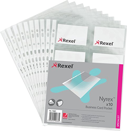 Tarjetero A4 Rexel de alta transparencia y fundas reforzadas antirotura pack de 10 unidades