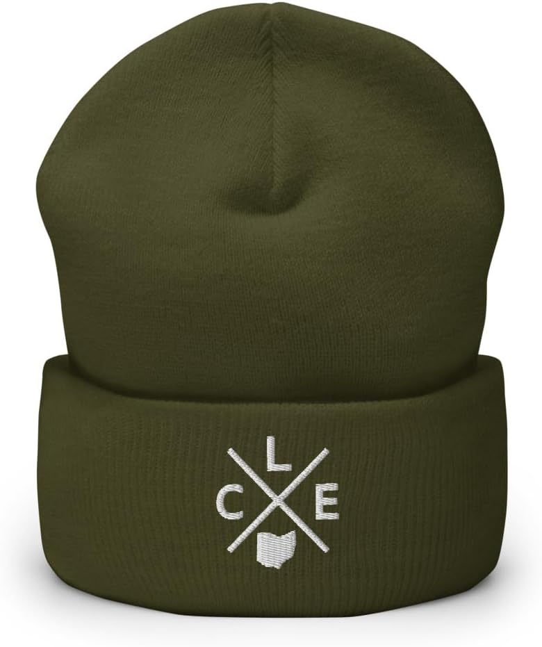 Retro Cleveland Beanie Hat Winter CLE Cross Beanie Cap