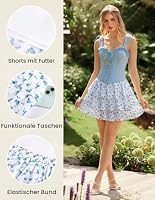 SCARLET DARKNESS Minirock Damen Sommer Chiffon Blumendruck Skort Elastische Hohe Taille Kurz Röcke mit Taschen Skater Rock Weiß-blau Blumen XL – Ansicht 4