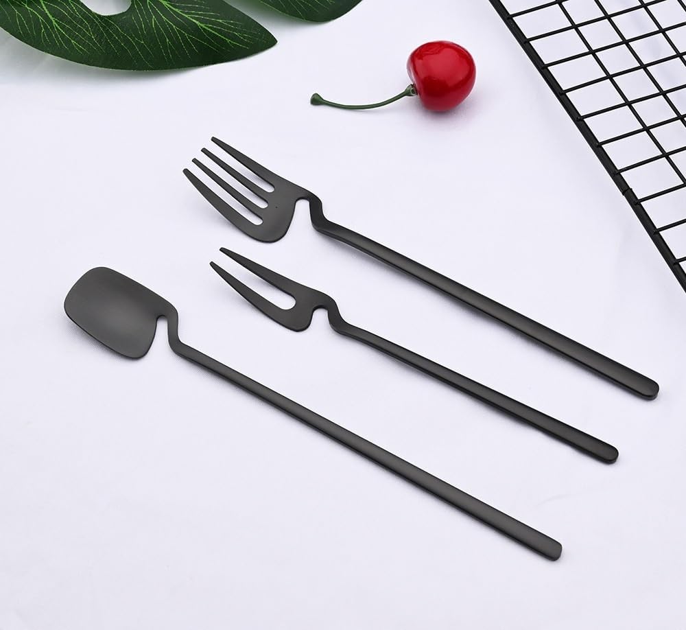 Silverware Flatware Set, 5/20/30/40/50/60 Pieces Creative 304 Stainless Steel Hanging Cup(Black,4Set-20Pcs)