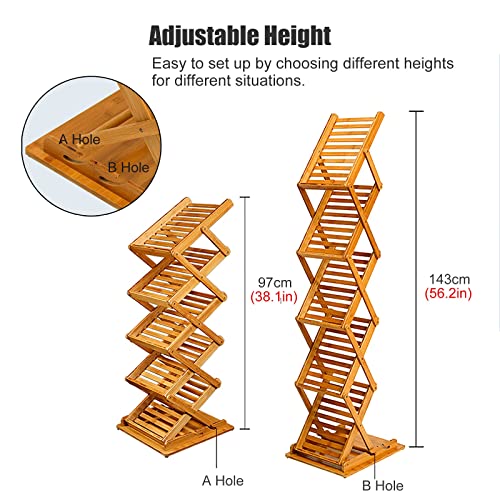 Présentoir pliable en bambou avec hauteur réglable