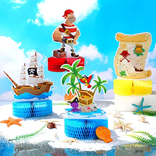 6 Pieces Pirate Party Honeycomb Centerpieces Pirate Birthday Decorations Pirate Table Topper Honeycomb Balls Paper Centerpieces Nautical Party Decoration For Pirate Party Table Decoration Supplies #TOP3