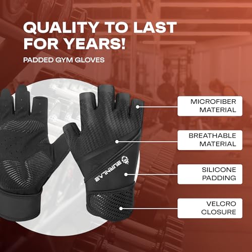 Image of BURNLAB Flex Wirst Support Gym Gloves for Men and Women - Ideal for Weightlifting, Cycling, Crossfit, Offers Good Grip and Soft Padding (Black, XL)
