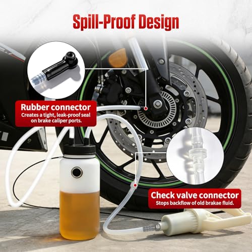 BELEY Motorcycle Brake Bleeder Kit, 400ML Brake Bleeder Bottle Kit One Way Check Valve Hose Bleeding Kit with 23.6 inch Hose for Motorcycle Brake System Repair Maintenance by BELEY - Image 4