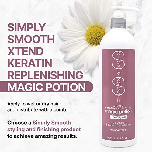 Simply Smooth Xtend Keratin Reparative Magic Potion Original Leave In Conditioner Detangler & Heat Protection Styling Spray | Repair & Reduce Breakage Color Safe & Sodium Chloride Free 33.8 Oz. #TOP1