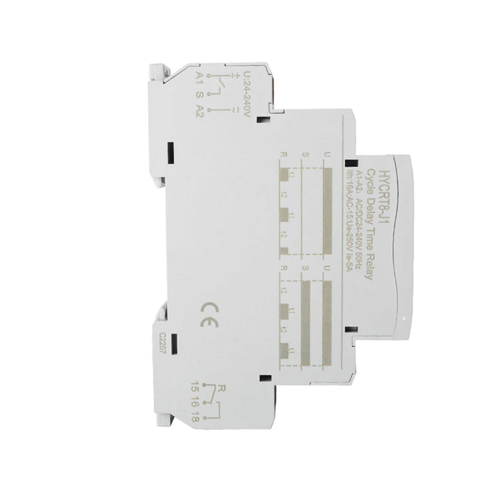 CSQ HYCRT8-J Display digitale LED Relè temporizzatore ciclo asimmetrico SPDT 220V 16A AC/DC12V-240V elettronico ripetuto(Ac-dc24-240v,HYCRT8-J3)