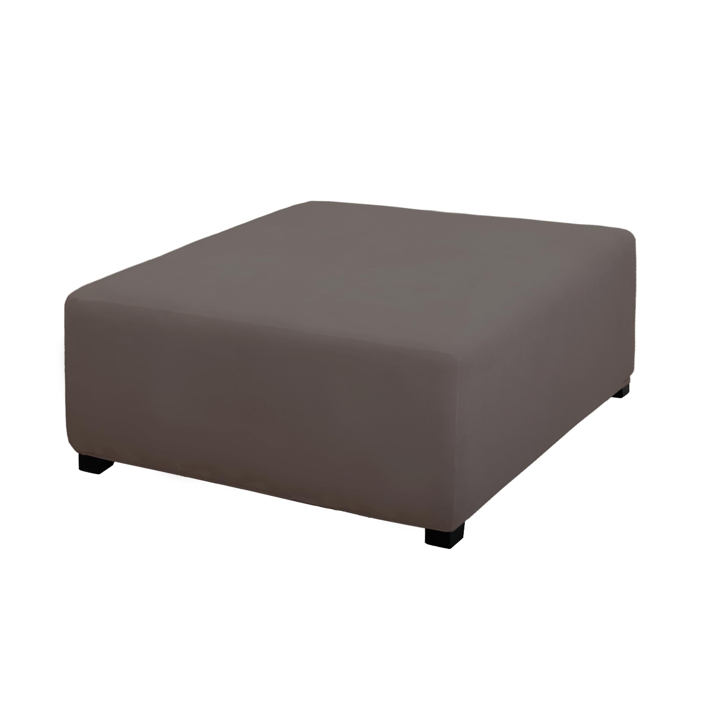PureFit Stretch Square Ottoman Cover 40x40x15 Footstool Cover, Taupe