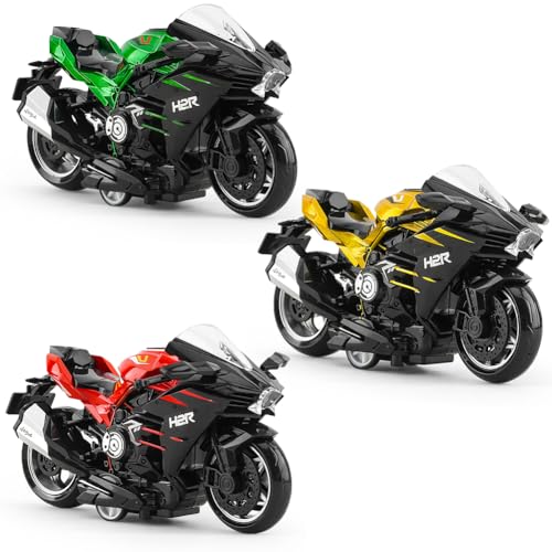 FCXVXCL Motorradspielzeug Legierung Motorrad Spielzeug Metall Kunststoff Geländemotorrad Kreatives Spielzeugautos Set Für Lernspiel Geburtstagsparty Zurückziehbares Spielzeug