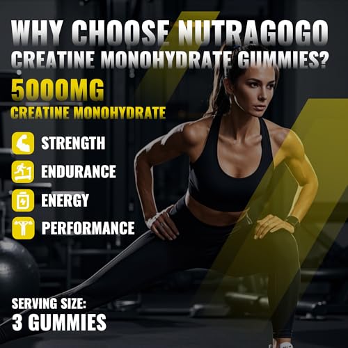 NUTRAGOGO NSF Certified Creatine Gummy - Creatine Monohydrate Gummies for Men & Women-5g of Creatine Monohydrate per Serving - Sugar Free,Vegan, Pineapple Electrolyte Chews, 135 Count — view 5