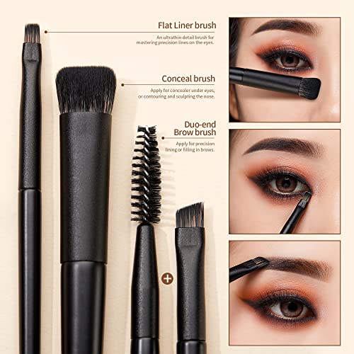 Jessup Eyeshadow Brush Set 10Pcs Professional Eye Makeup Brushes for Blending Eye Shadow Liner Crease Duo-end Brow Brush - Image 3