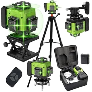Livella Laser 16 Linee con Treppiede, Livella Laser Autolivellante 360, Batteria Ricaricabile, con Staffa a Parete, Telecomadon, per Lavori Costruzione e Decorazione D'interni
