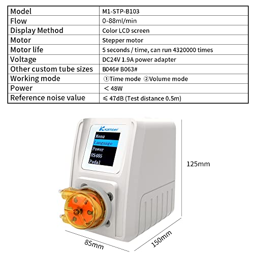 Image of Kamoer M1-STP Intelligent peristaltic Pump 24V Stepper Motor Adjustable programmable Low Flow Liquid | Stepper Motor Adjustable Programmable Liquid Dosing Pump with Control for Laboratory Aquarium