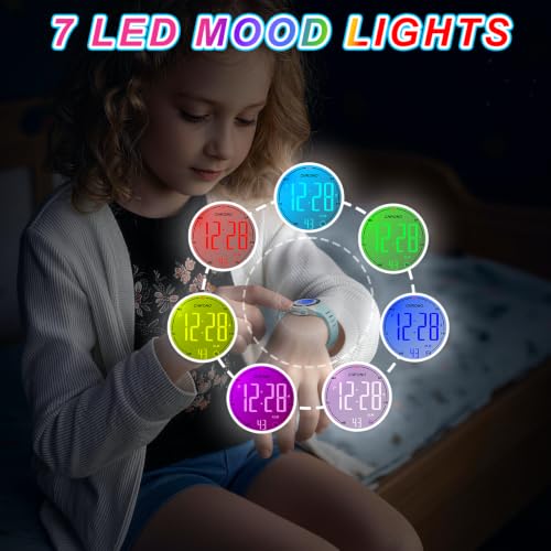 Image of Kids Digital Analog Watches for Girls Boys, 7 Color Lights Waterproof Cute Wristwatches for Kids with Alarm Stopwatch, Great Present for Girls Boys Ages 5-13