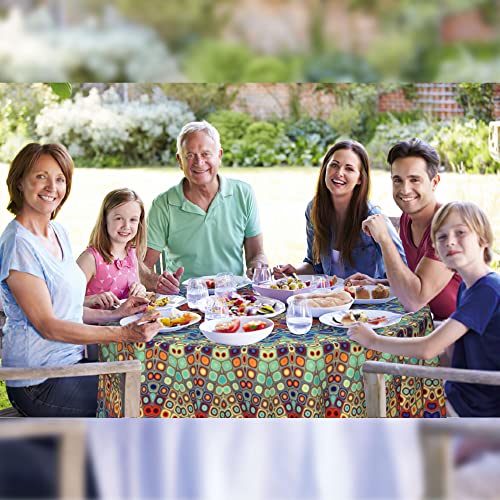 Boho Round Tablecloth 60 Inch, Bohemian Circle Table Cloth, Stain Resistance, Water Repellent And Wrinkle-Free, Colorful Tablecloth Decor For Home Kitchen Dining Party Patio Indoor And Outdoor Use #TOP5