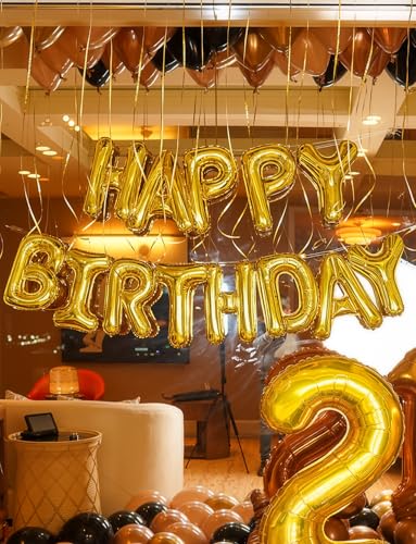 Image of Happy Birthday Balloon Banner, 16 Inch Gold Happy Birthday Foil Balloons, Gold Hbd Balloons Letter Mylar Balloon, Birthday Sign Party Decorations for Women Men Boys Girls