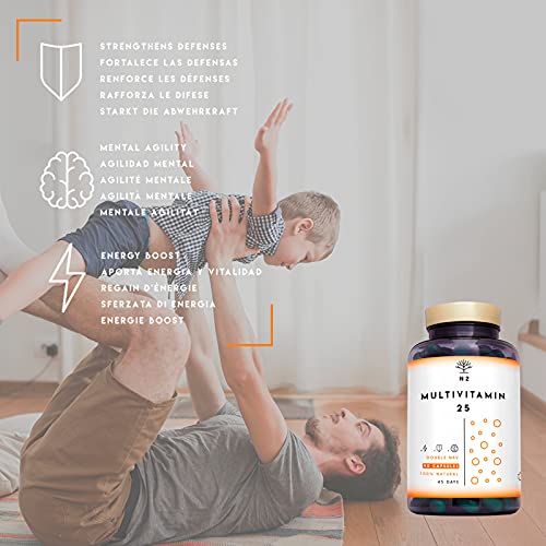 Multivitamin Kapseln. 25 Vitamine (C B1 B D E) und Mineralien (Zink Magnesium Kalzium). HOCHDOSIERT 200% von Empfohlenen Tageswert. Vitamin a-z, Vitality, Premium.90 kapseln N2 Natural Nutrition – Bild 4