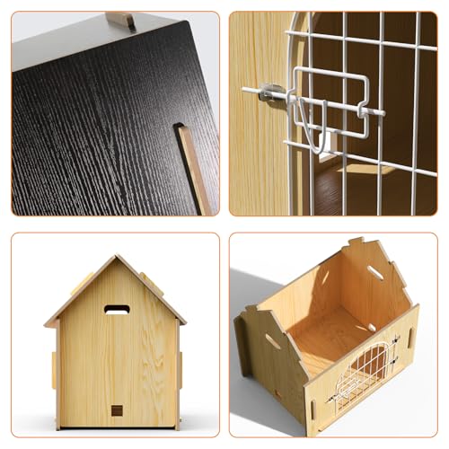 Indoor Dog House, Cozy Wooden Design with Ventilation and Raised Base, Small Bed House with Door Lock Suitable for Small Dogs or Cats, Gray, 20"x 15.75"x 20.5" - Image 5