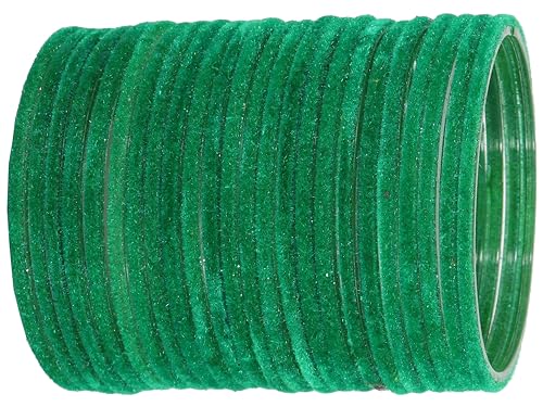 Image of NMII Glass Velvet Bangles Set For Women and Girls | Plain Glass Bangles | Velvet Chudi | Simple Bangles For Women | Stylish Glass Bangles- Set of 24