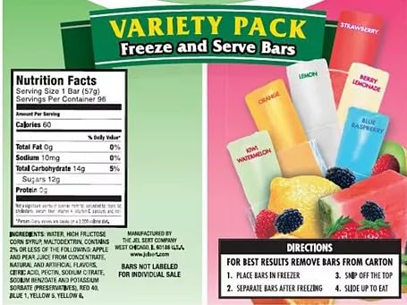 Assorted Italian Ice Flavors, Fat-Free & Gluten-Free, Freezer Popsicles, 2oz (90-Pack)