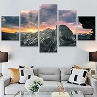 SIGNWIN 5 Panel Canvas Wall Art Landscape Mountain for Home Decorations Ready to Hang - 60