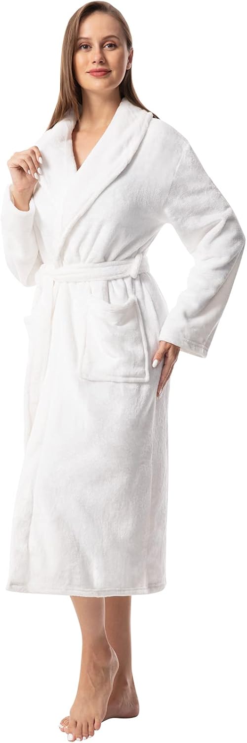 Vislivin Womens Robes Plush Bathrobe Long Warm Fleece Robe - Image 2