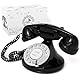 Opis FunkyFon Cable : Das Nostalgie Retro Telefon mit Wählscheibe - Nachbau von klassischem Vintage Wählscheibentelefon im geschwungenem 1920er Stil mit elektronischer Klingel (schwarz)