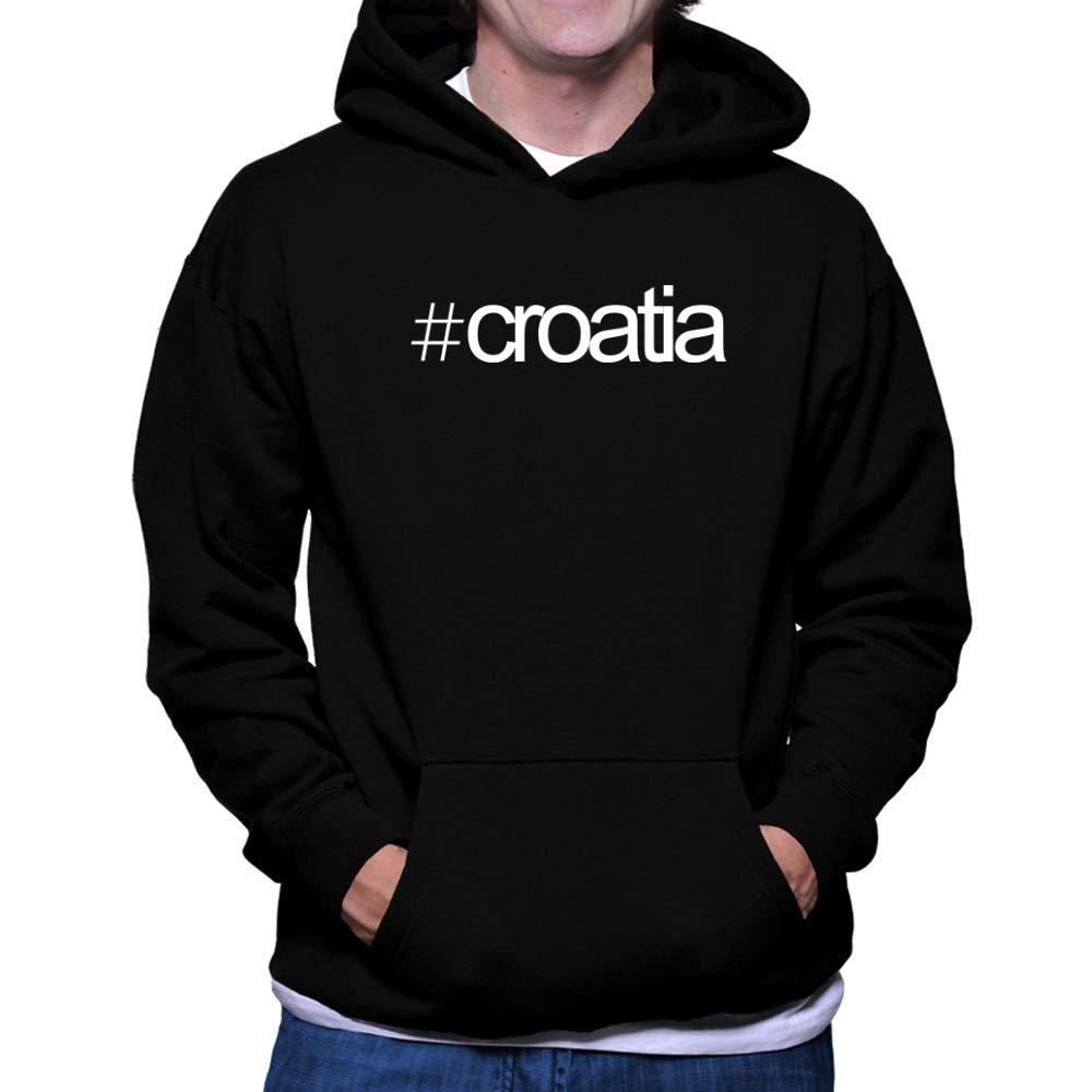 Teeburon Hashtag Croatia Bold Text Hoodie