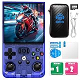 R36MAX Retro Handheld Game Console, 4.0 Inch 720x720 IPS Screen, 64GB Built-in 18,000+ Classic Game, Portable Hand Held Open Source Linux System, 4000mAh Battery Retro Gaming Console(Blue 64GB)