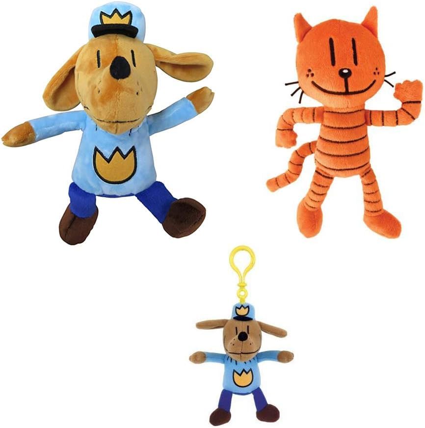 Gifts by We 3 Books Dog Man Gift Set Trio Includes Dog Man and Petey Stuffed Animal Plush and Dog Man Backpack Pull (Officially Licensed MerryMakers