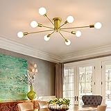 Garwarm 8-Light Sputnik Ceiling Light Modern Semi Flush Mount Ceiling Light Mid Century Gold Chandelier Pendant Lighting for Kitchen Dining Room Bedroom