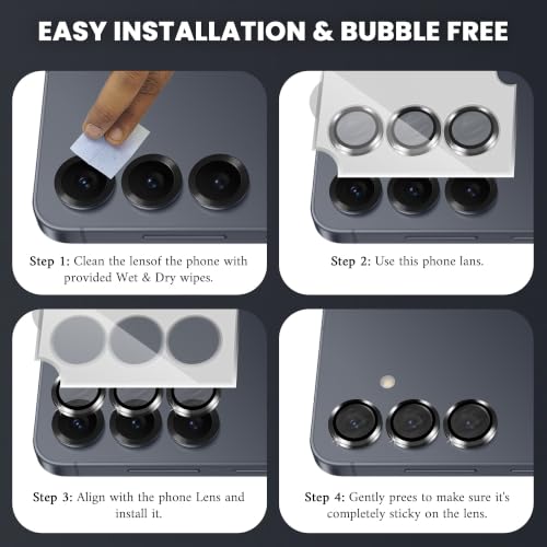 Image of ArmourPro Camera Lens Protector for Samsung Galaxy S25 with Auto Alignment Installation Frame, AR+AF Coated Tempered Glass Camera Rings, Anti-Scratch, Case Friendly | Black