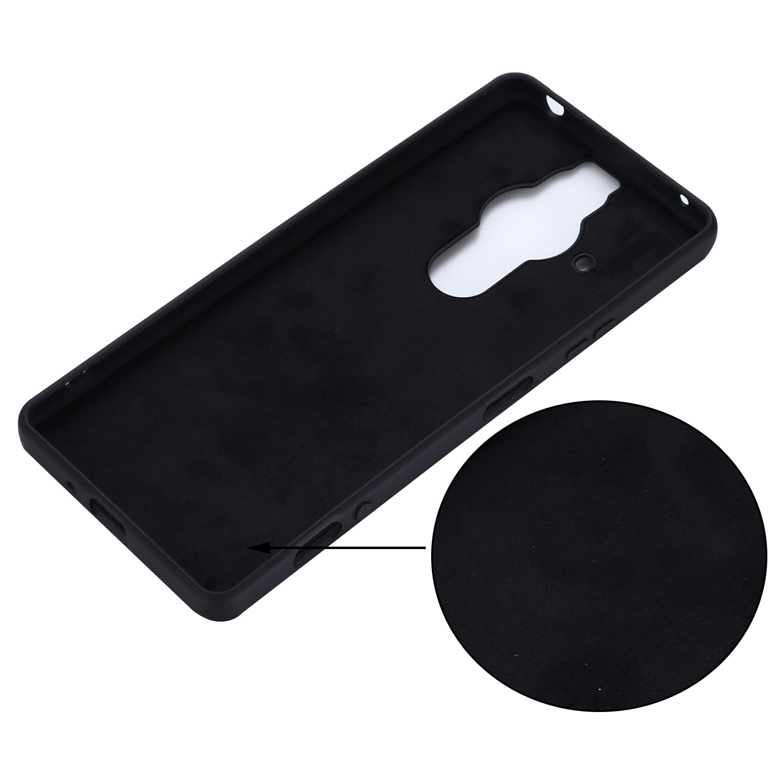 SEAHAI Custodia Protettiva Per Sony Xperia PRO-I – Cover Antiurto In TPU E Silicone, Nera, Con Rivestimento In Microfibra - 4