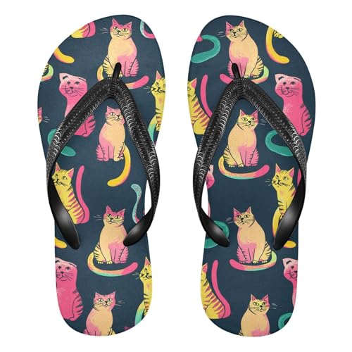 Burbuja Playful Cats Flip Flops for Women Men, Soft Thong Sandals Rubber Slippers for Pool Beach Essentials