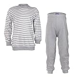 Living Crafts Schlafanzug 116, Grey-Melange/White Striped