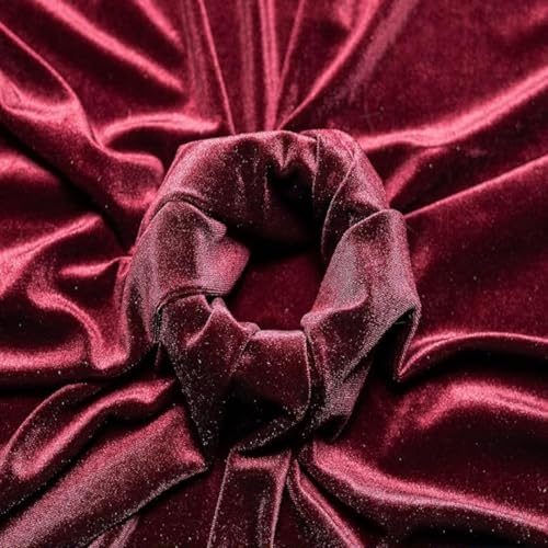 Image of Amazon Brand - Umi 5 Mtr Multi Purpose Velvet Fabric Cloth for Decoration, Trousseau Packing, Party Hall, Bouquet, Gift Packing, Decor, Pooja Room (5 Mtr, Wine), Solid