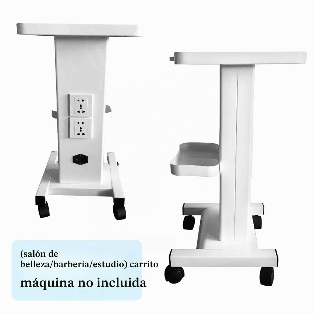Carrito médico portátil para salón de belleza con compartimento de almacenamiento y ruedas universales silenciosas para herramientas de belleza (con enchufe)