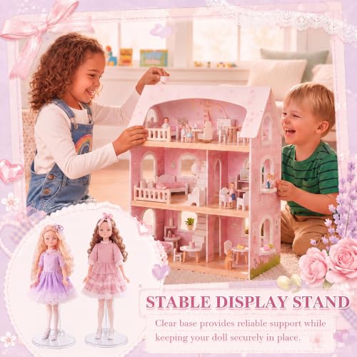 Image of Menkxi 150 Pcs Acrylic Doll Stand Display Holder Ideal Support for Dolls Action Figure Stand with Adjustable Waist Clip for 9, 10, 11 Inch Tall (Transparent)