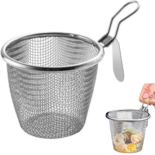 1Pc Stainless Steel Pasta Basket, Mesh Spider Food Dumpling Noodle Strainer, Fine Mesh Strainer with Handle, Food Strainers