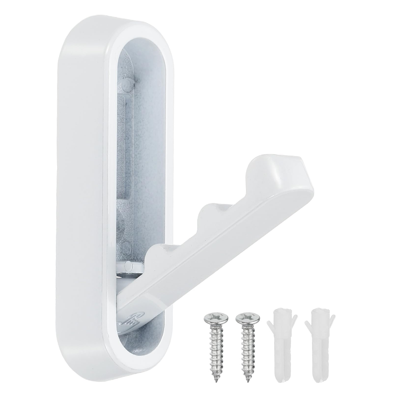 QUARKZMAN Ganci A Parete Piegevoli, Lega Di Alluminio Ganci A Parete Pieghevoli Resistente Con Accessori Di Montaggio Risparmio Di Spazio Per Ovale, Bianco Opaco