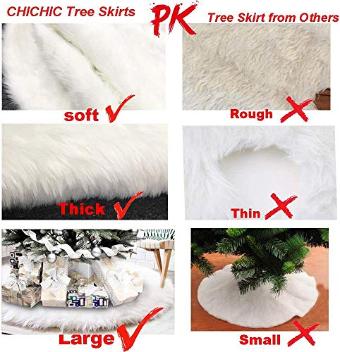 image for LoiStu 30 Inch Christmas Tree Skirt White Plush Tree Skirt Faux Fur Lu