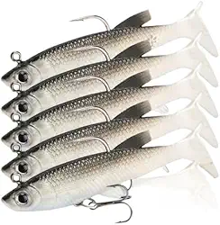 Kit 5 Iscas Artificiais Soft Bait – Tucunaré, Traíra e Corvina com Anzol Embutido