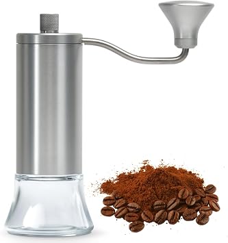 Eureka Baby Grinder, Manual Coffee Grinder, Hand Coffee Grinder, Portable Burr Coffee Grinders for Home, Camping and Travel, Burr Coffee Grinder With Stepped Burr Adjustment System - Anodized