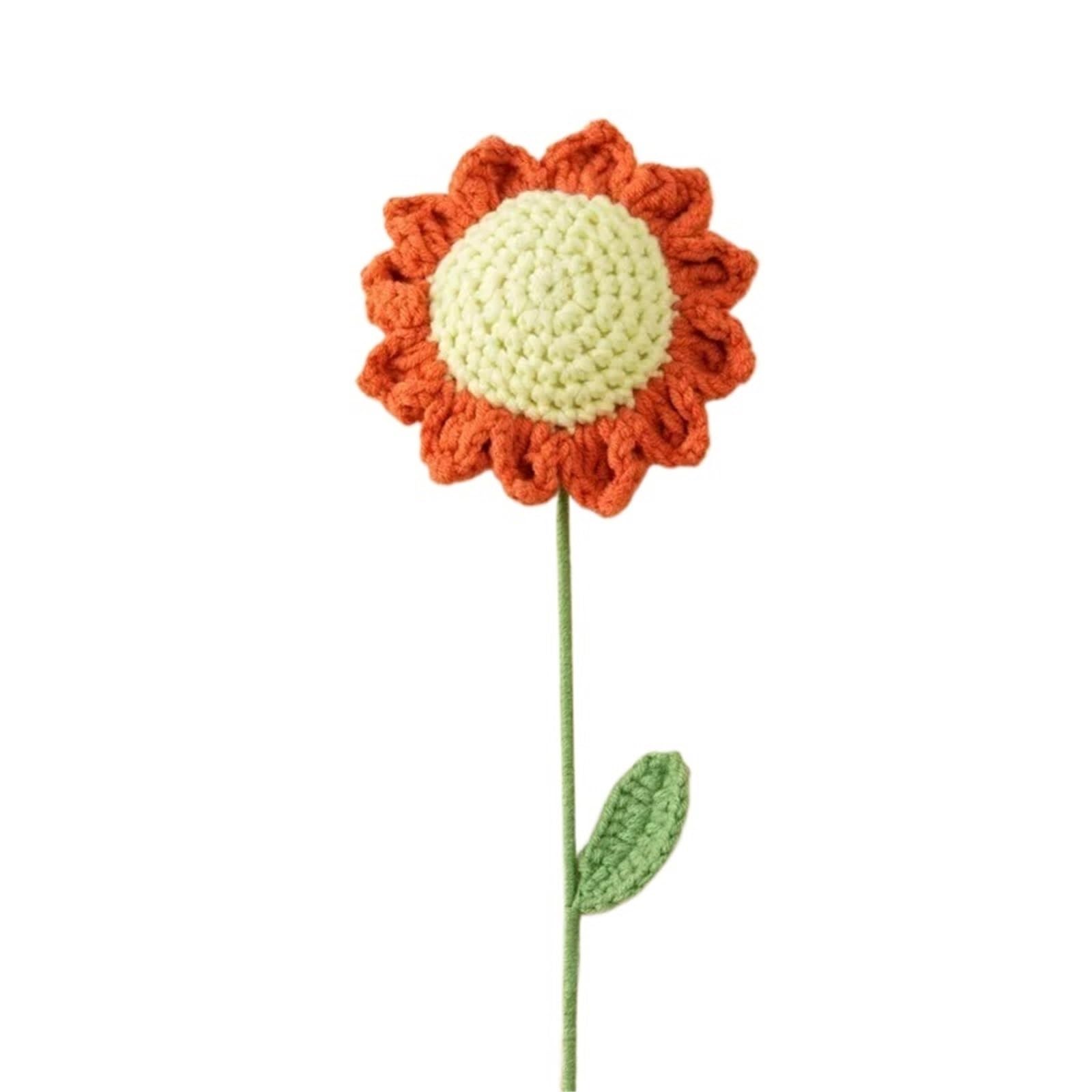 EXKURPOO crochet plant 2pc Knit Sunflower Bouquet Crochet Flowers Graduation Flower Wedding Party Decor Friends Flores A for home