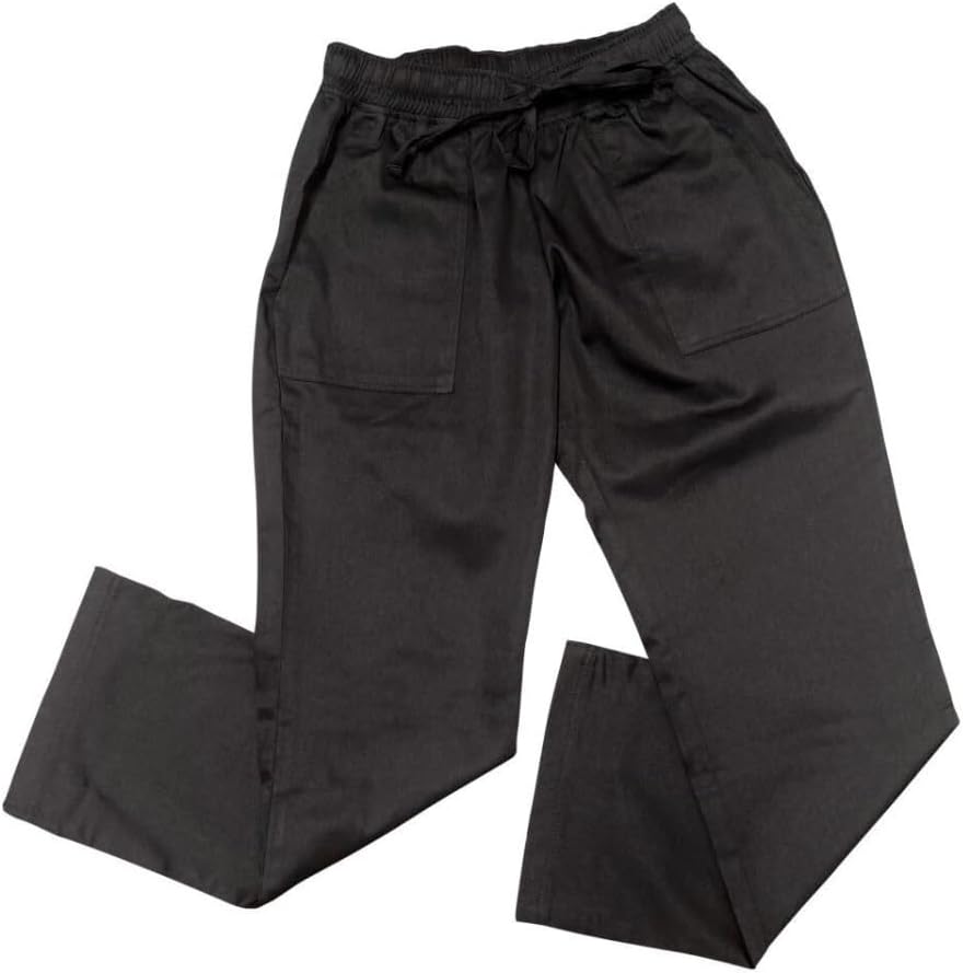 TrueCraftware- Medium Size Women’s Chef Pants Black Color- Chef Pants Cook Bottoms Kitchen Service Pants Uniform for Food Service Culinary Professional