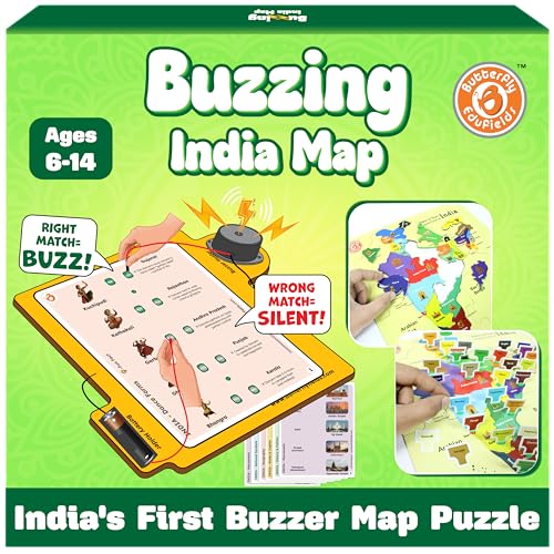 Image of Butterfly EduFields Buzzing India Map Puzzle for Kids | Learn Indian States & Capitals | Educational Geography Jigsaw Toy Age 6-12 | Birthday & Return Gift