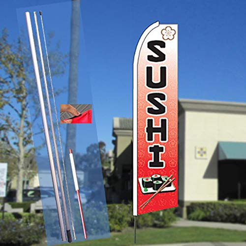 SUSHI (Rolls) Flutter Feather Banner Flag Kit (Flag, Pole, & Ground Mt)