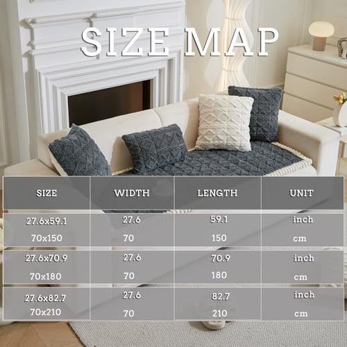 Couch Cover for Dogs Fuzzy Sofa Covers for Pet, Geometric Jacquard Coral Pet-Friendly Washable Non-Slip Sofas Slipcover Cushion Protector Pets Mat Dog Bed Mats